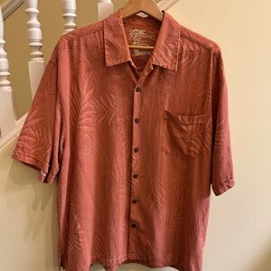 Jamaica Jaxx 100% Silk Men's Rust Orange Button Down Shirt like new! Sz XL